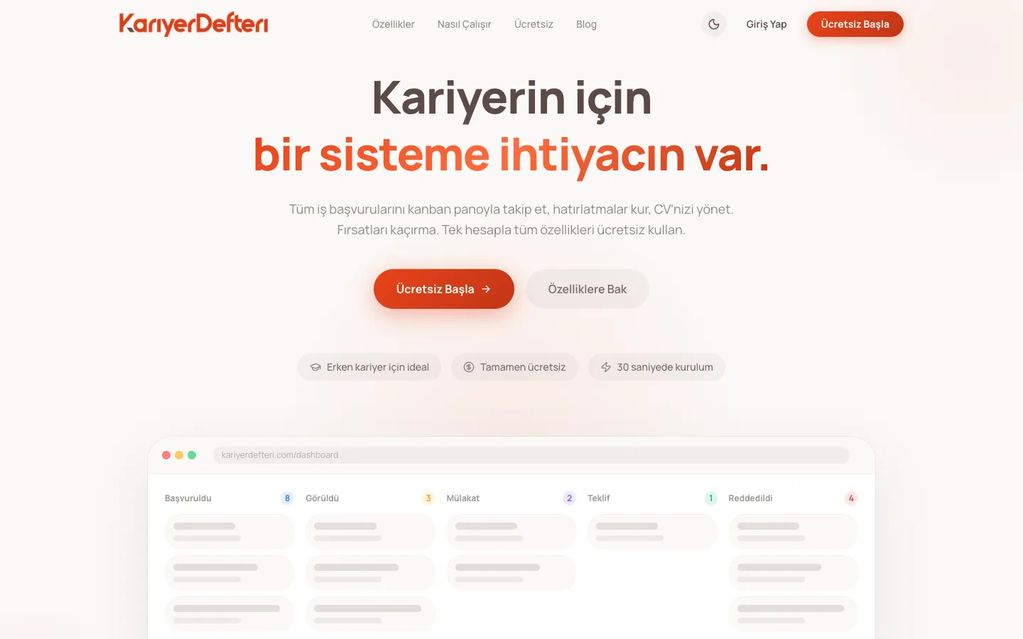 Kariyerdefteri.com home page